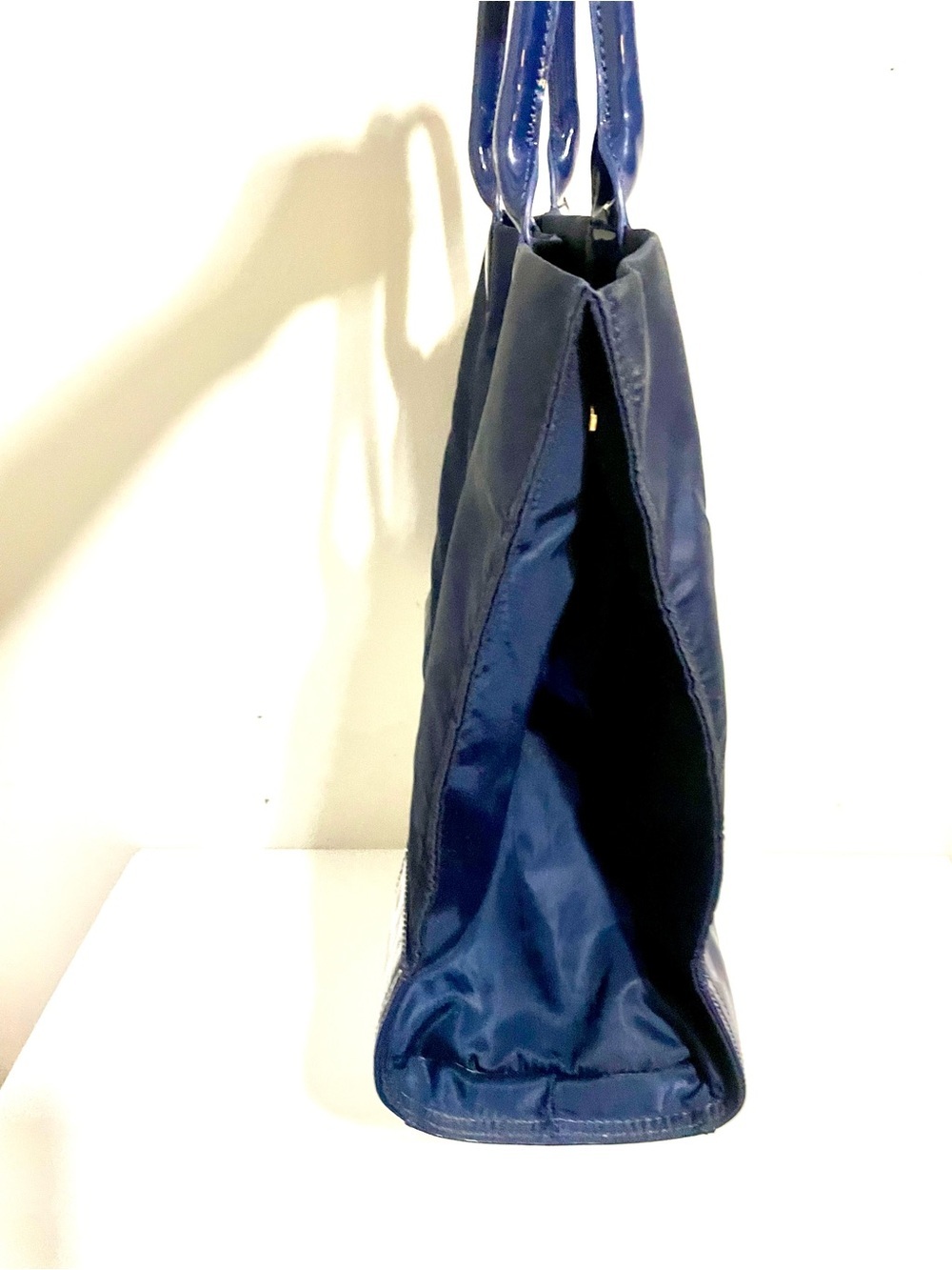 TORY BURCH Ella Classic Navy Blue Nylon Small Shoulder Tote Bag - Picture 7 of 9
